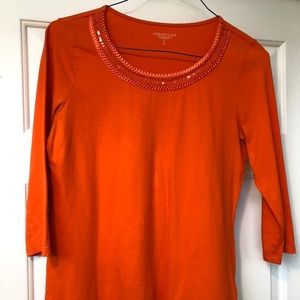 Coldwater Creek Orange 3/4 Sleeve Top
